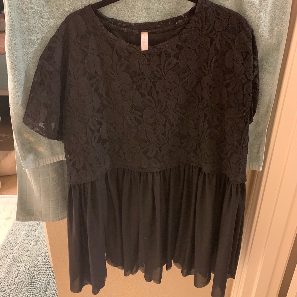 Pink blush maternity black lace top